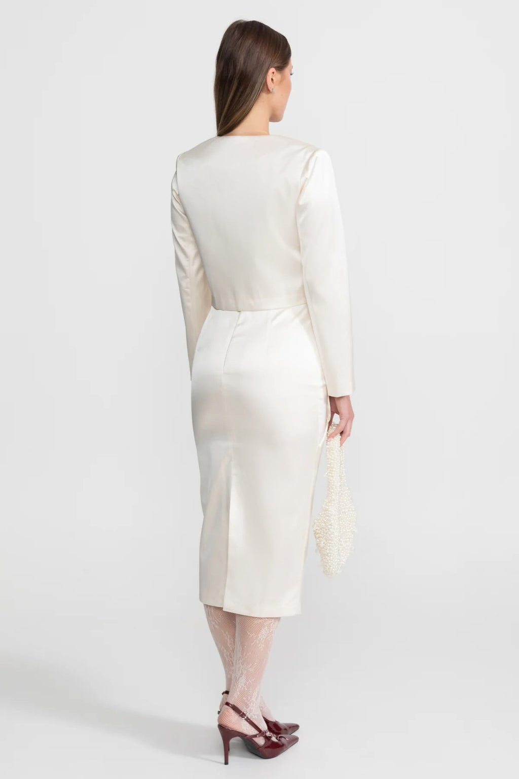 Taffeta Top with 3D Floral Appliqué - Ivoire