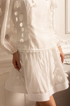 Elegant Floral Co-Ord With Delicate Lace Trim Accents - White