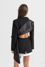 Exquisite Asymmetrical Blazer With Back Cutout - Black