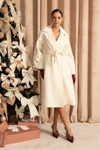 Embellished Wool Overcoat With Fox Fur Collar – Ivoire