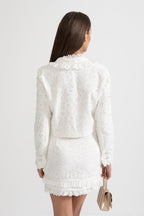 Elegant Two-Piece Ensemble With Exquisite Pearl Embellishments - White