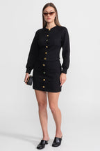 Embellished Button Co-ord Set – Black