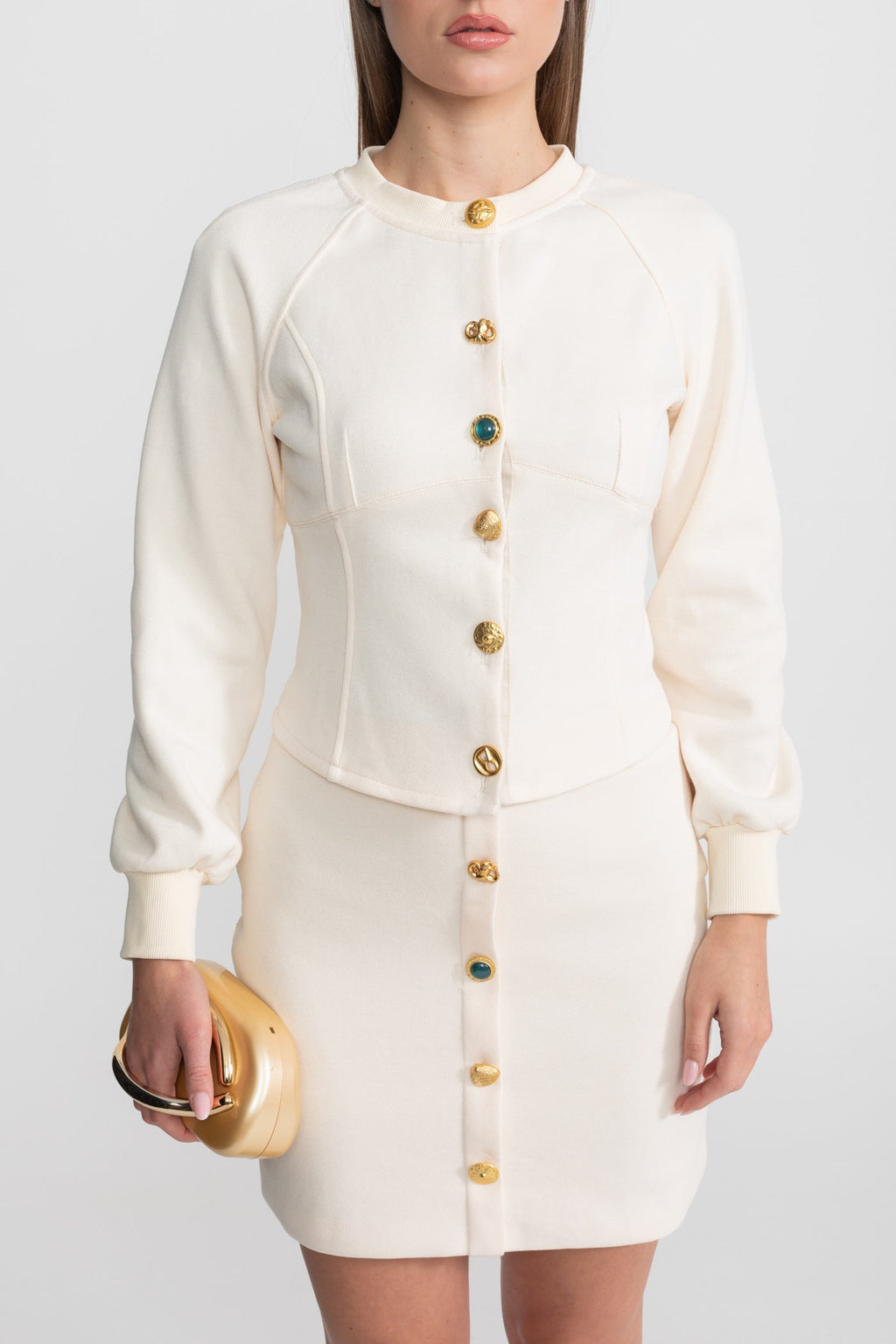 Embellished Button Co-ord Set – Ivoire