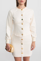 Embellished Button Co-ord Set – Ivoire