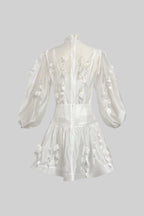 Elegant Floral Co-Ord With Delicate Lace Trim Accents - White
