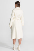 Embellished Wool Overcoat With Fox Fur Collar – Ivoire