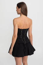 Strapless Top With Sculpted Bodice and Illusion Insert – Black