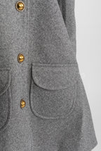 Mini Coat with Pearl-Embellished Lace Collar – Grey