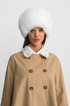 A-Line Trench Mini Dress With Embroidered Collar – Camel