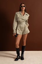 Belted Trench Jumpsuit - Beige