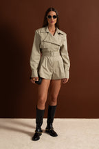 Belted Trench Jumpsuit - Beige