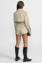 Belted Trench Jumpsuit - Beige