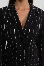 Tailored Blazer With White Bead Embellishments - Black